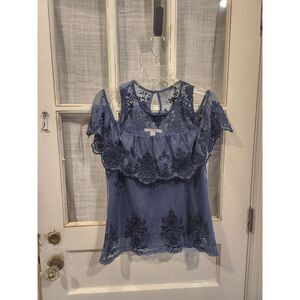 Miama Navy Blue with Lace‎ Blouse Women's Size Medium